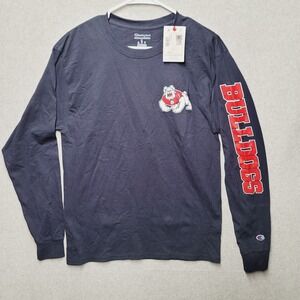 Champion‎ Fresno State Bulldogs Team Stack Men's Blue Long Sleeve T-Shirt Sz Med